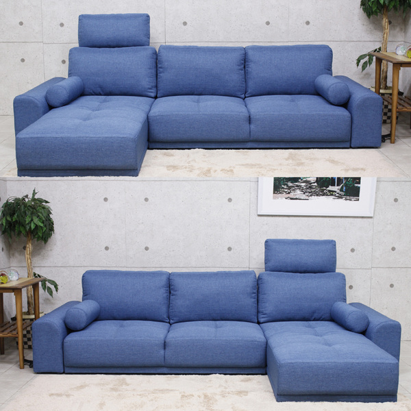 ソファ 三人掛け 幅209cm L字 ファブリック カウチソファ ローソファ