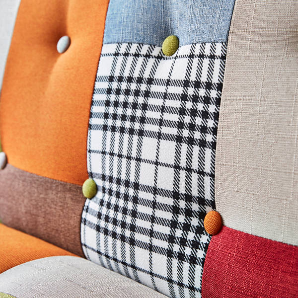 ソファ 二人掛け 幅123m コンパクト パッチワーク ローソファ 脚付き