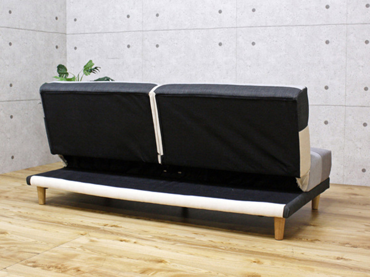 ソファベッド 幅180cm 三人掛け リクライニング パッチワーク