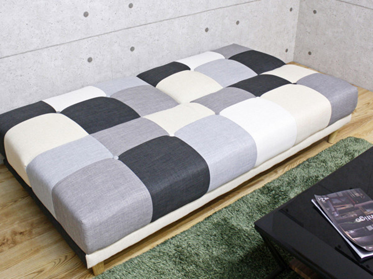 ソファベッド 幅180cm 三人掛け リクライニング パッチワーク