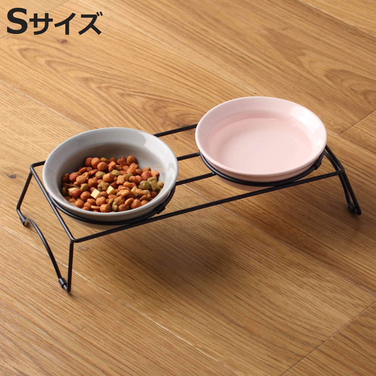 犬 犬用 食器 ボウル ダブルセット グレー/ピンク AppeTIT DOG ROUND S 230ml イヌ 食器台 （ 陶器 スタンド 台 フードボウル ペット用品 ペット用 ）