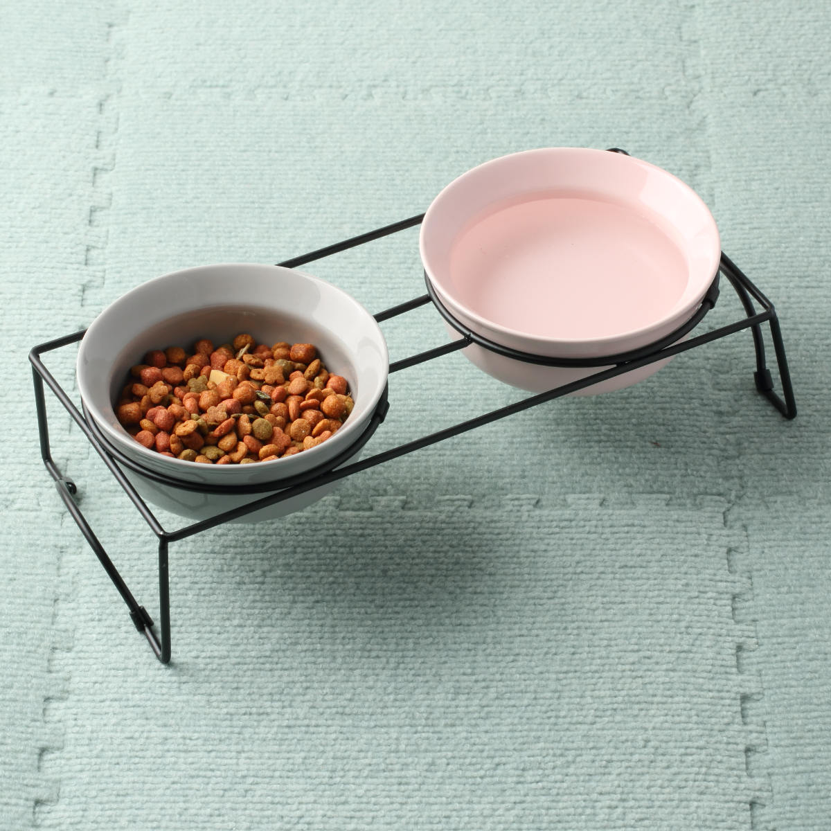 犬 犬用 食器 ボウル ダブルセット グレー/ピンク AppeTIT DOG ROUND M