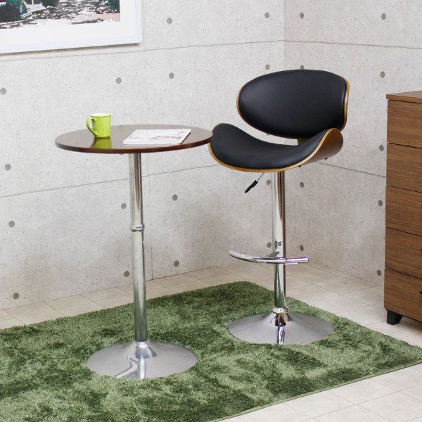 カウンターチェア 座面高63〜85cm レザー調 木製 フットレスト