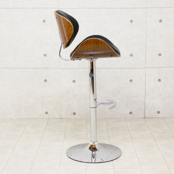 カウンターチェア 座面高63〜85cm レザー調 木製 フットレスト