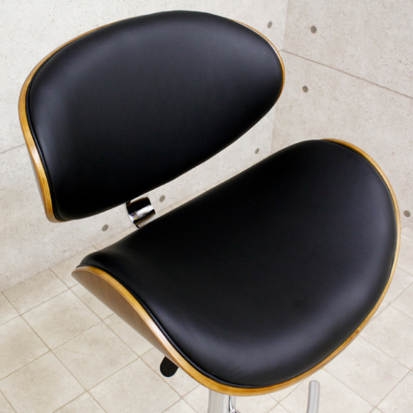 カウンターチェア 座面高63〜85cm レザー調 木製 フットレスト