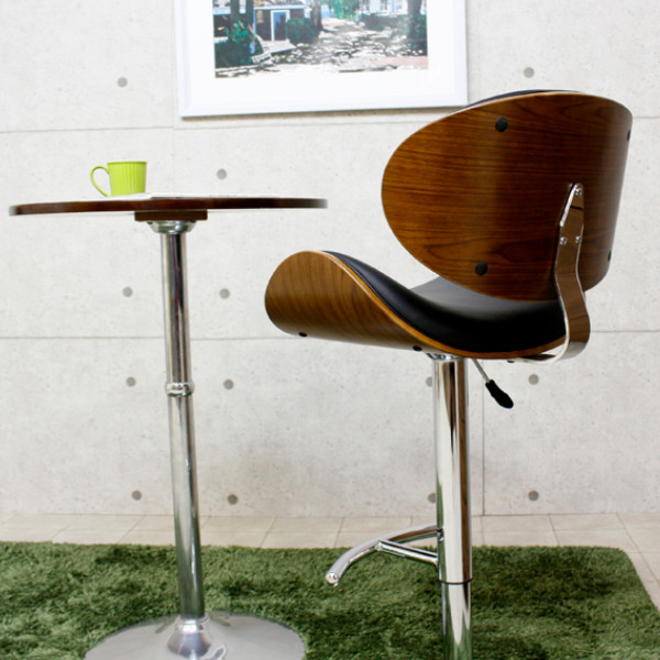 カウンターチェア 座面高63〜85cm レザー調 木製 フットレスト