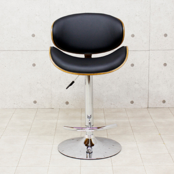 カウンターチェア 座面高63〜85cm レザー調 木製 フットレスト