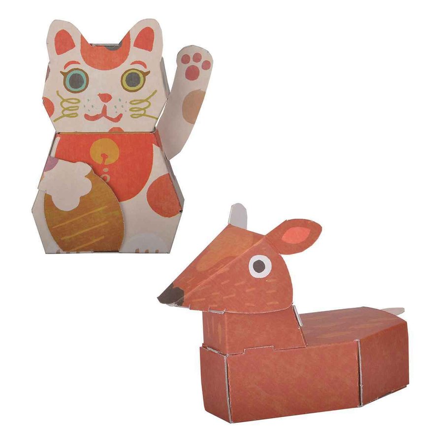 工作キット ダンボール製 hacomo kids 招き猫＆鹿 （ ダンボール