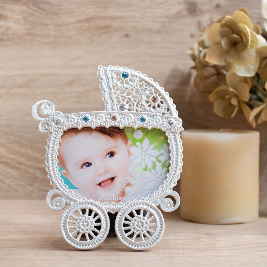 フォトフレーム ベビー CROCHET BABY FRAME Pearl White