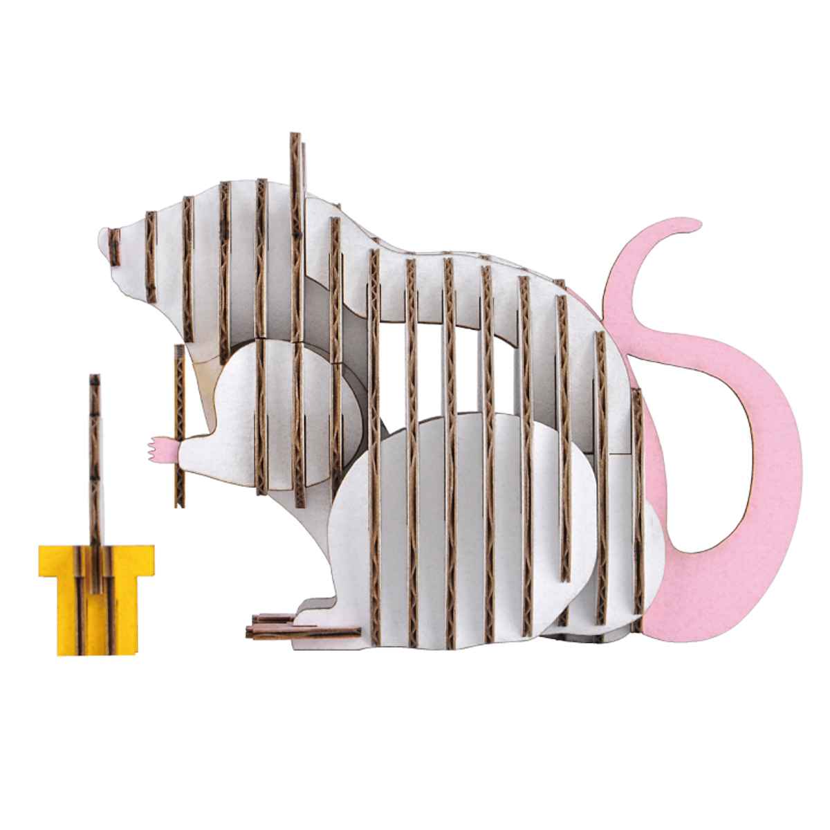 工作キット ダンボール製 GRID ねずみ （ ダンボール 段ボール ネズミ おもちゃ ペーパークラフト 工作 ）