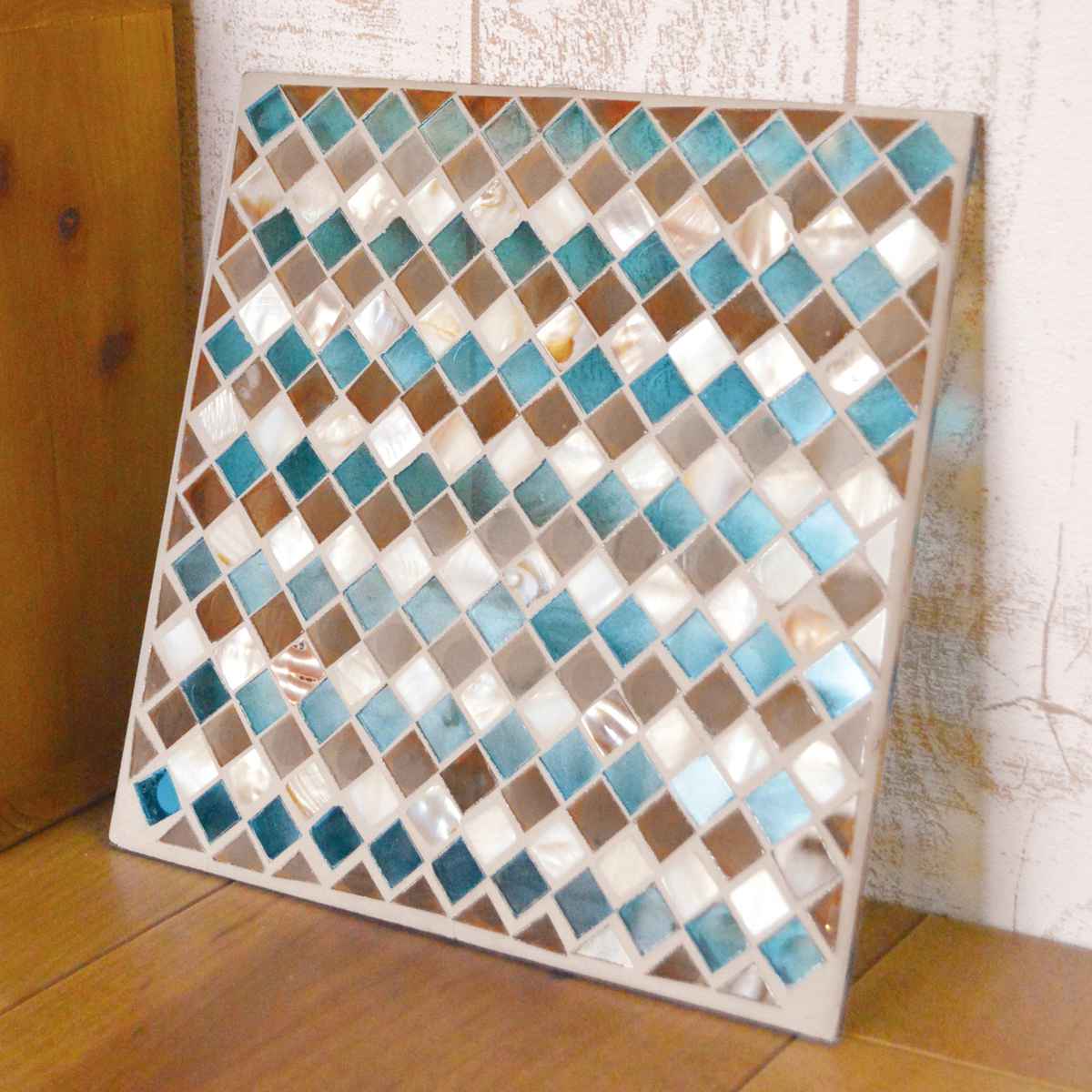 ガラスプレート 20×20cm モザイク ルミエール （ インテリアボード 