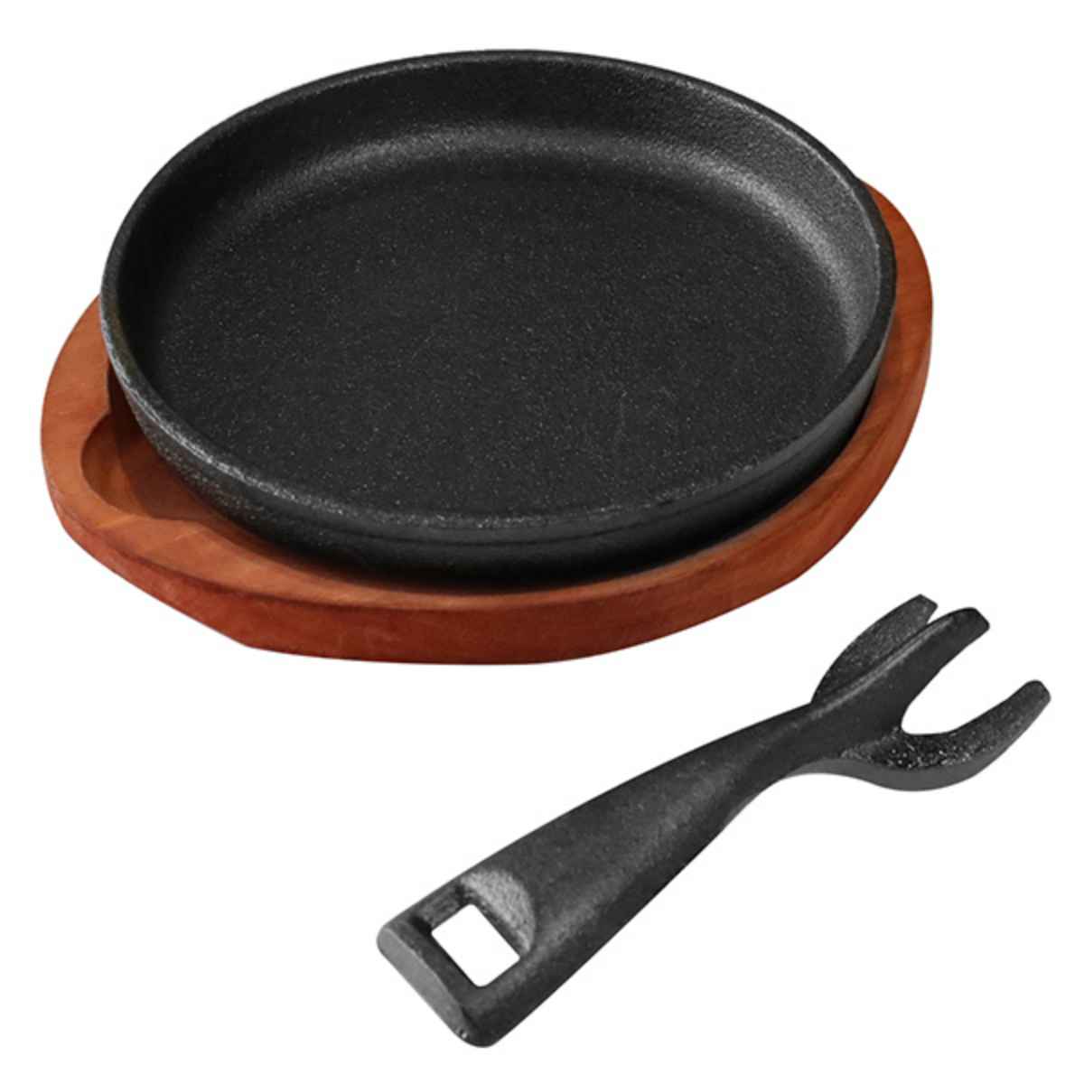 ステーキ皿 丸型 17cm スプラウト 鉄鋳物製 IH対応 木製プレート付き