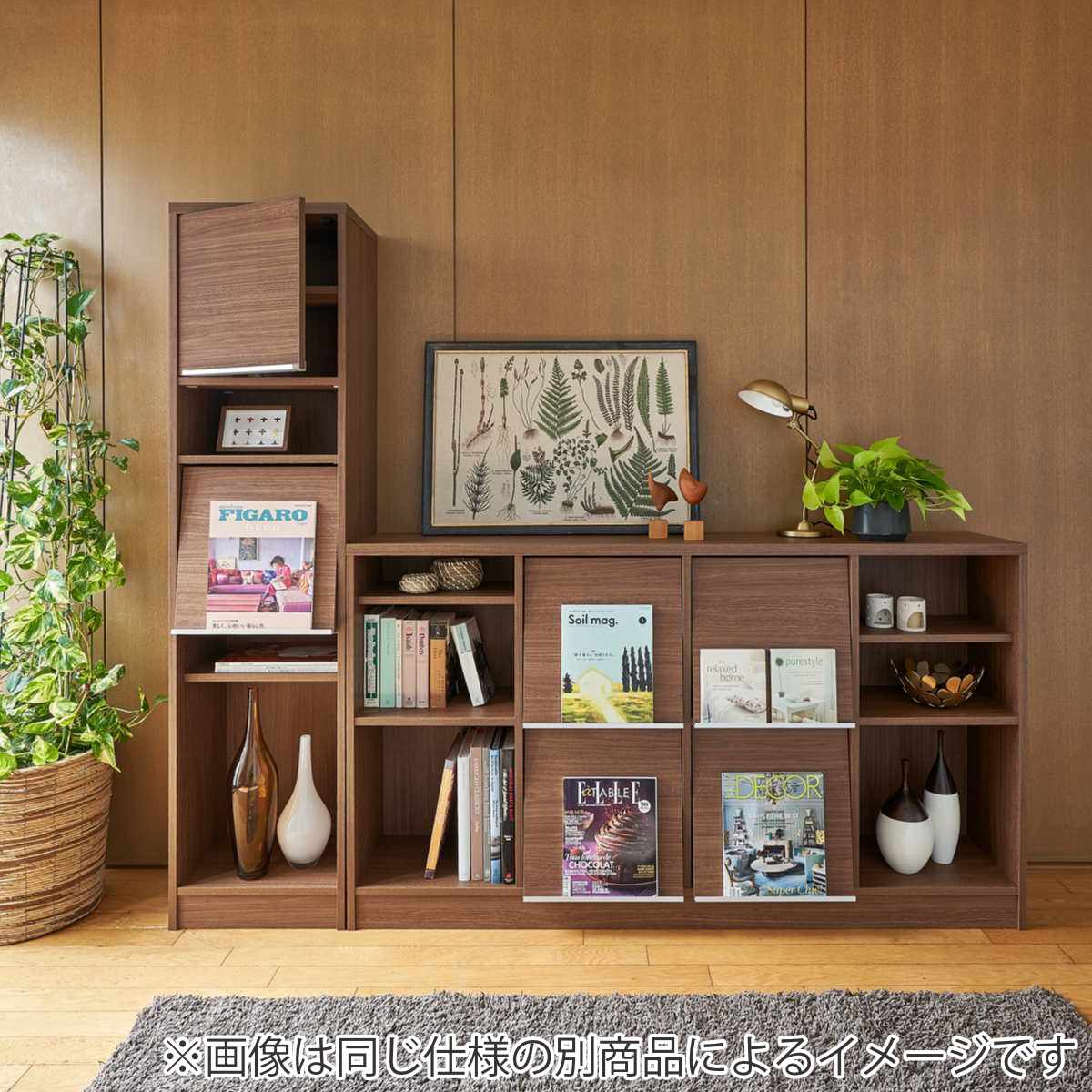 多目的棚 チョイスグリッドラック 1列タイプ 幅40.3 高さ88.6cm ミディアムディープ （ 組合せラック オープンラック A4サイズ対応 リビング収納 日本製 ）の画像