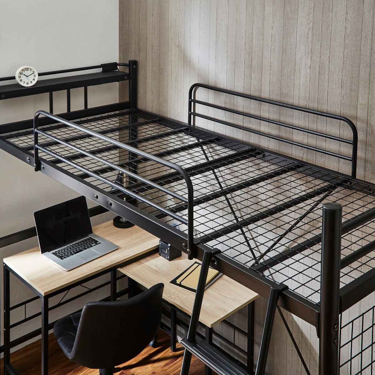 ロフトベッド ロングサイズ メッシュ コンセント付き （ ハイタイプ