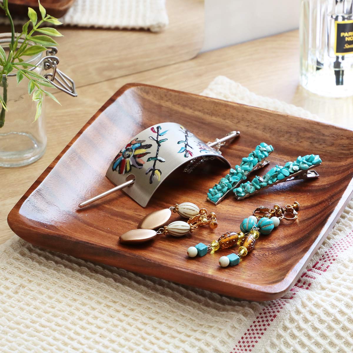 プレート 17.5cm M スクエア アカシア製 食洗機対応 4枚セット （ 食器