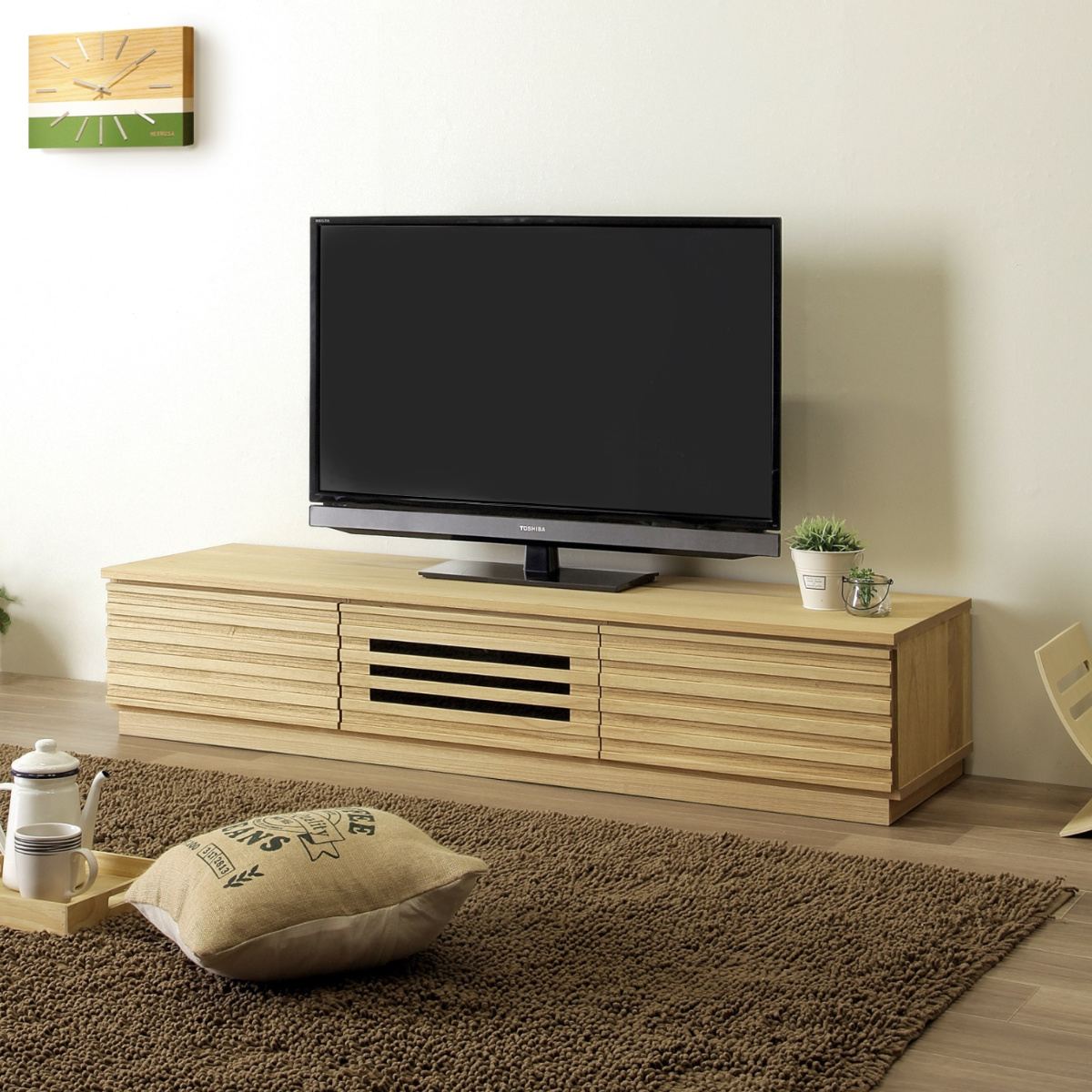 マーゼルン テレビ台 ローボード 桐無垢材 ルーバーデザイン 幅150cm
