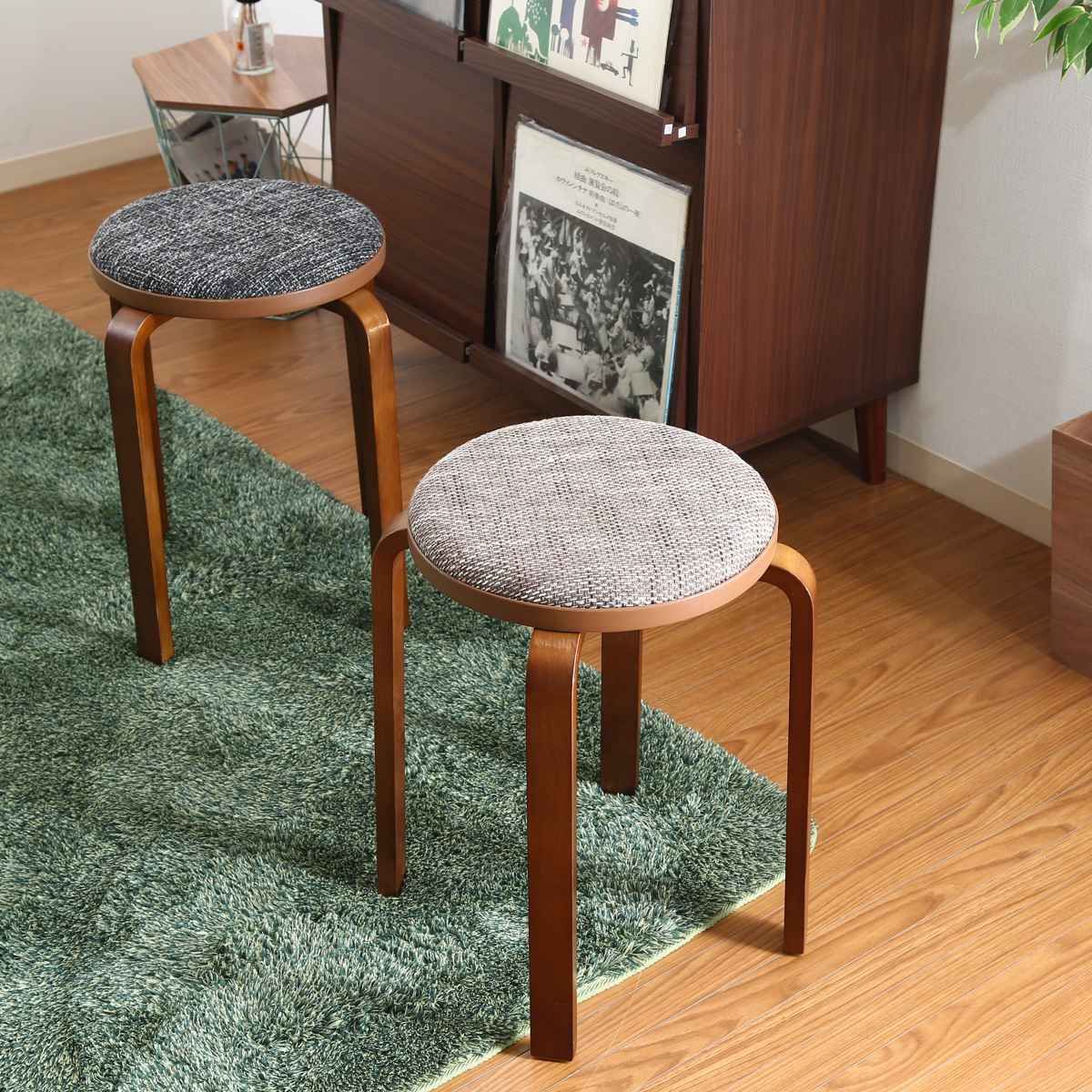 不二貿易（Fuji Boeki） スツール 木製 高さ47cm スタッキング 曲木 円