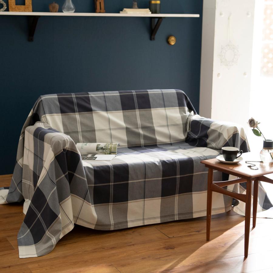 マルチカバー Fab the Home S 150×210cm アクロス 綿100％ チェック柄