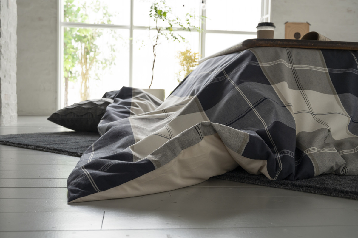 こたつ布団カバー 正方形 200X200cm アクロス 綿100％ チェック柄 Fab