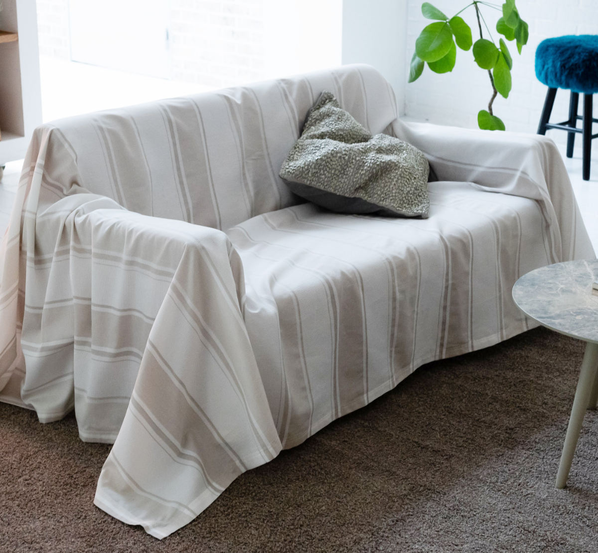 マルチカバー Fab the Home 210×210cm M シックストライプ 綿100