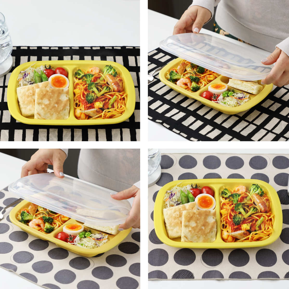 ＆NE ランチプレート フタ付き 26cm Rakura プラスチック 日本製 （ 食洗機対応 レンジ対応 フタ付きランチプレート 角型 薄型 ...