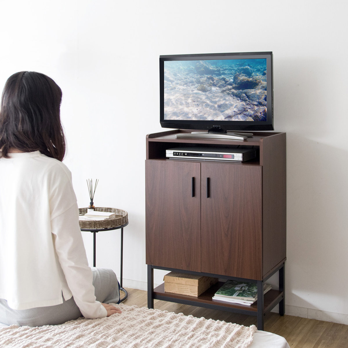 テレビ台 ハイタイプ オープン収納付 キャビネット 幅65cm （ テレビ