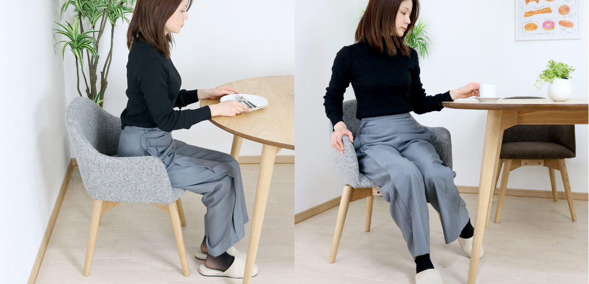 東谷 ダイニングチェア 座面高43cm 回転 肘掛け付き （ チェア