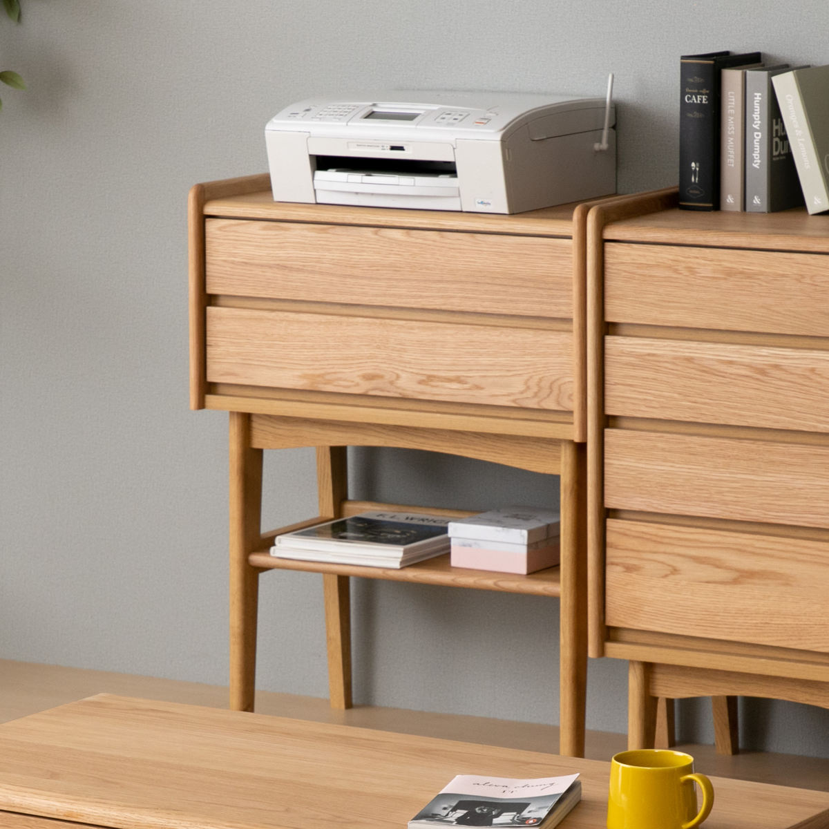 コンソール 引き出し 2段 北欧風 天然木突板 KICCA 幅65cm （ テーブル