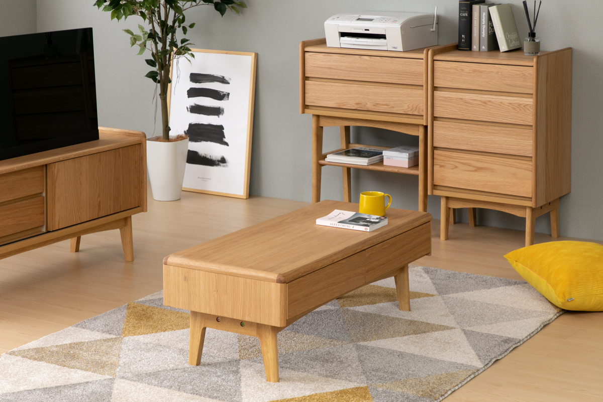 コンソール 引き出し 2段 北欧風 天然木突板 KICCA 幅65cm （ テーブル