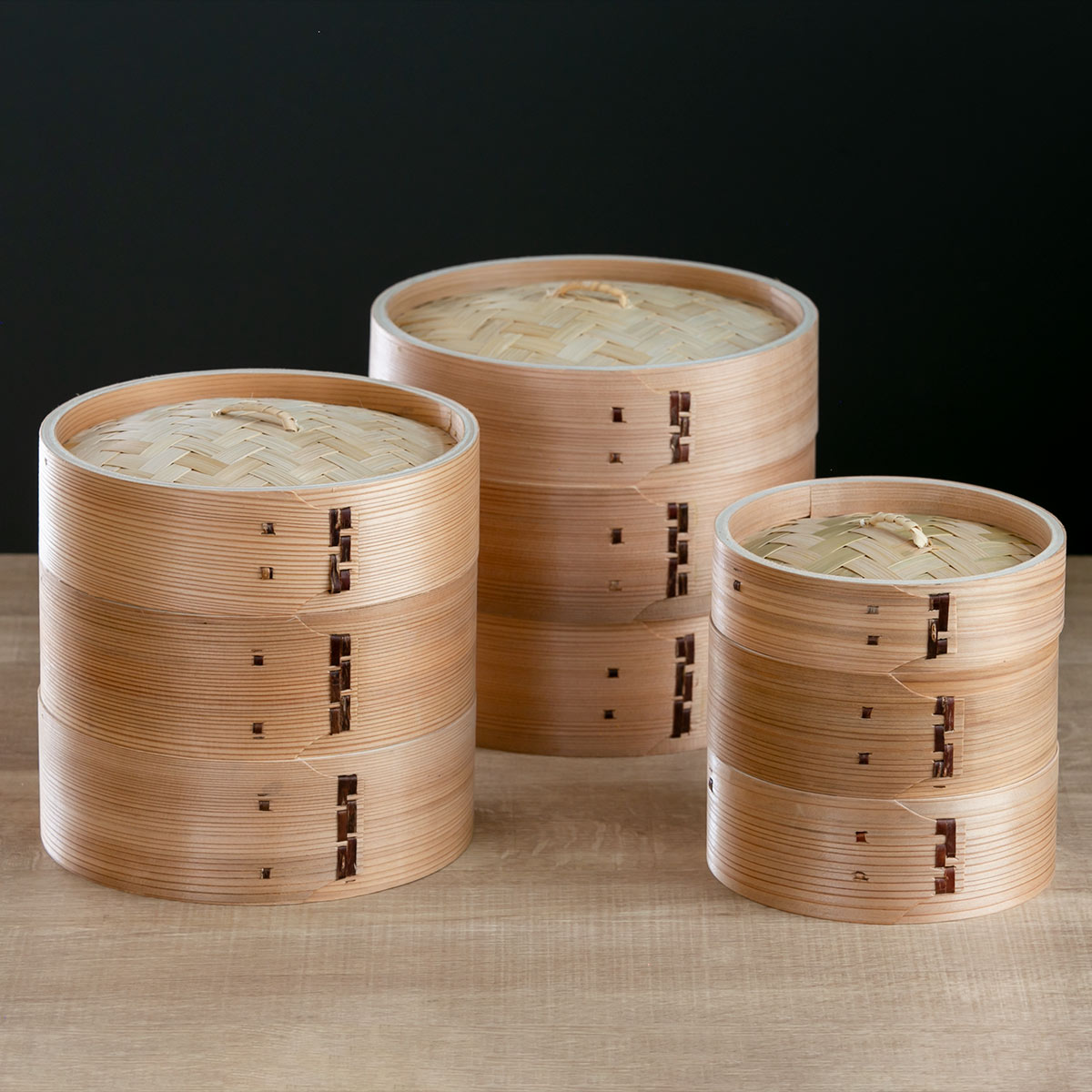 大型　曲げわっぱのセイロ　二段 中華セイロ 2段 直径19cm （ 蒸し器 杉 木製 蒸籠 セイロ 蒸篭 蒸し