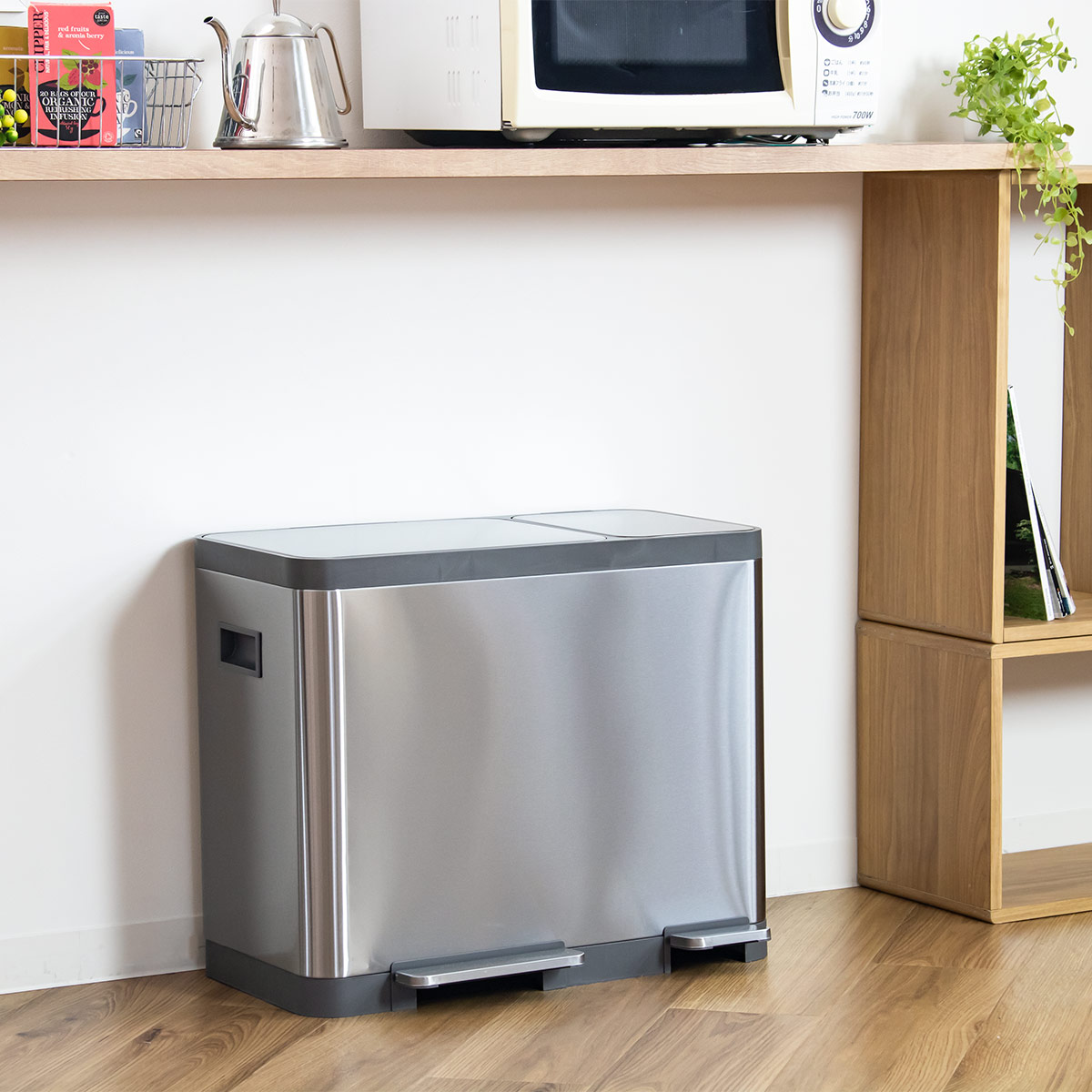 ゴミ箱 12L×3 分別 JAVA BASE トリプルコンパートメント （ ジャバ ベース ごみ箱 36L 36リットル 3分別 奥行29 ペダル ステンレス ふた付き キッチン 角型 ）