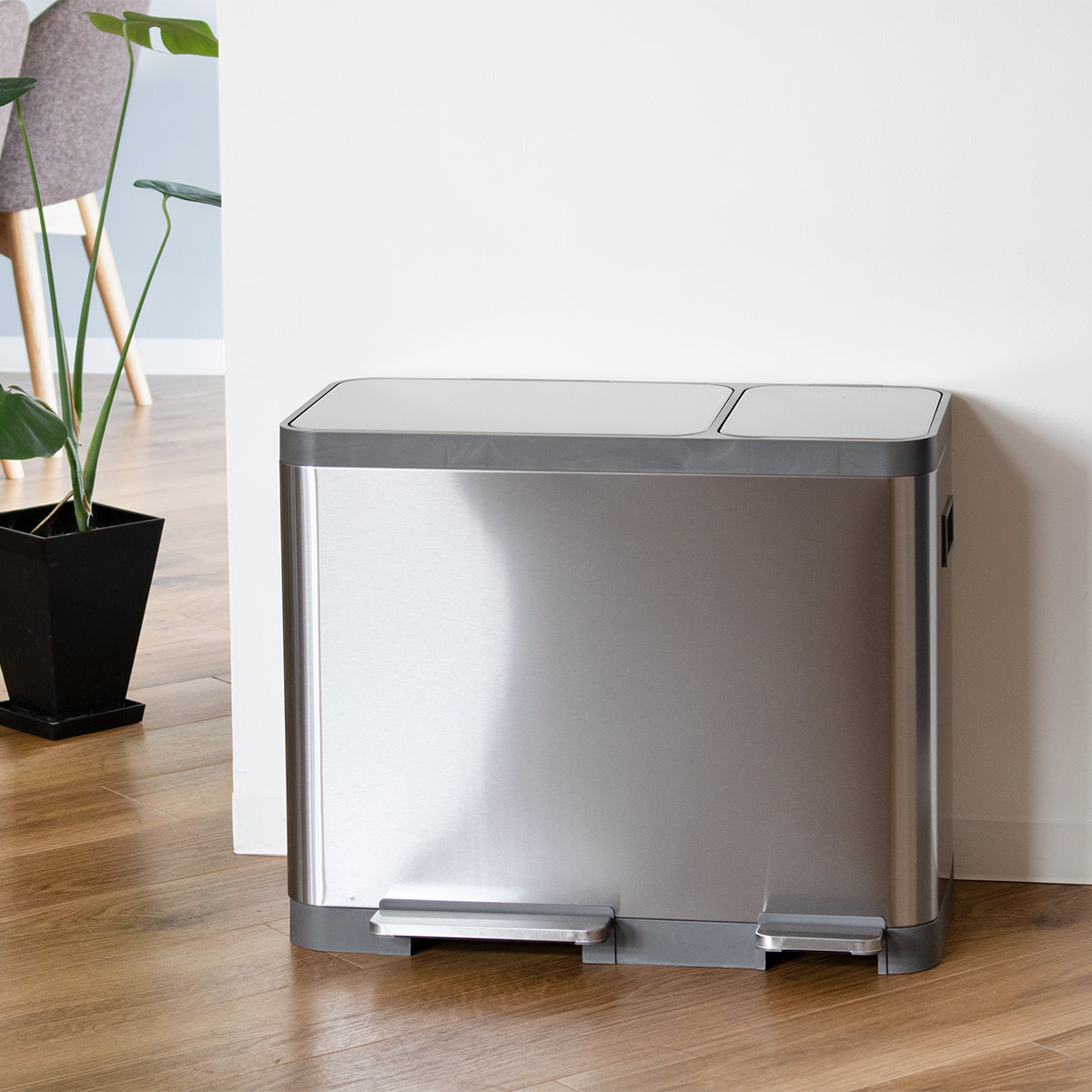 ゴミ箱 12L×3 分別 JAVA BASE トリプルコンパートメント （ ジャバ ベース ごみ箱 36L 36リットル 3分別 奥行29 ペダル ステンレス ふた付き キッチン 角型 ）