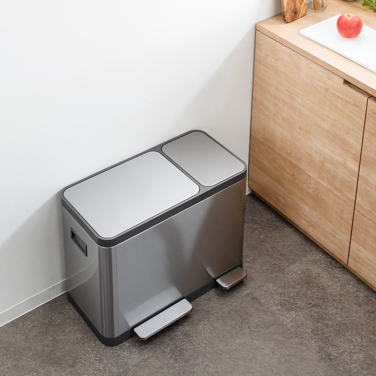 ゴミ箱 12L×3 分別 JAVA BASE トリプルコンパートメント （ ジャバ ベース ごみ箱 36L 36リットル 3分別 奥行29 ペダル ステンレス ふた付き キッチン 角型 ）