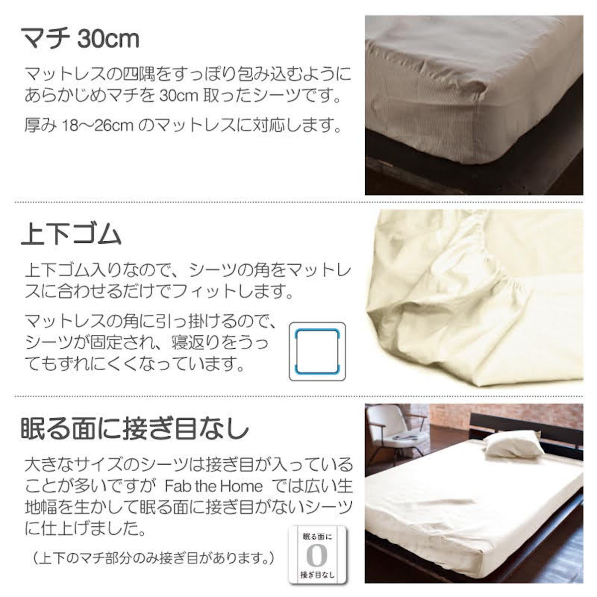ボックスシーツ Fab the Home ダブル ハニカム ワッフル 綿100