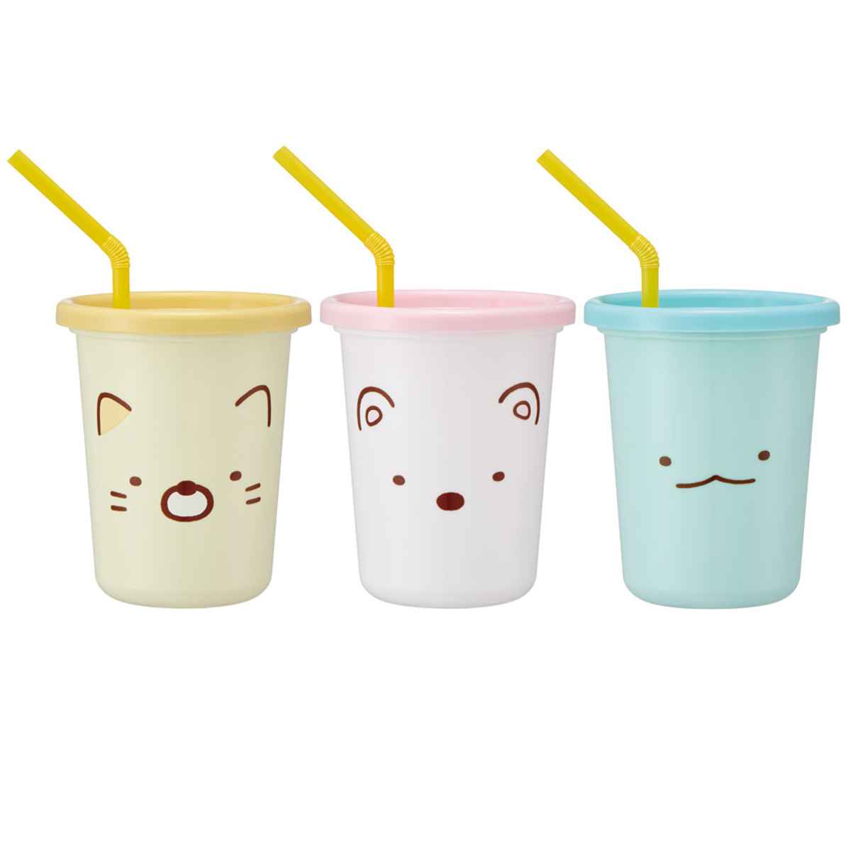 タンブラー ストロー付き 3個入り 320ml すみっコぐらし フェイス