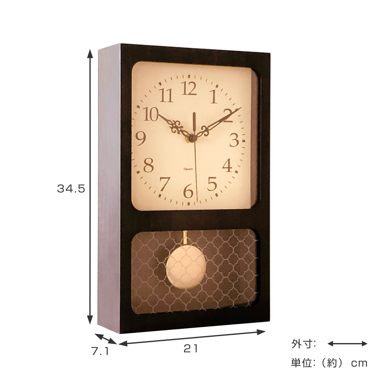 SATO CLOCK 振り子時計 木製 ブラウン 振り子時計 レクタングル 木製 北欧風 （ 時計 掛け時計 置き時計 置き