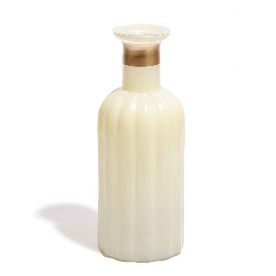 花瓶 ガラスベース ミルクカラー 直径7.5×高さ19cm