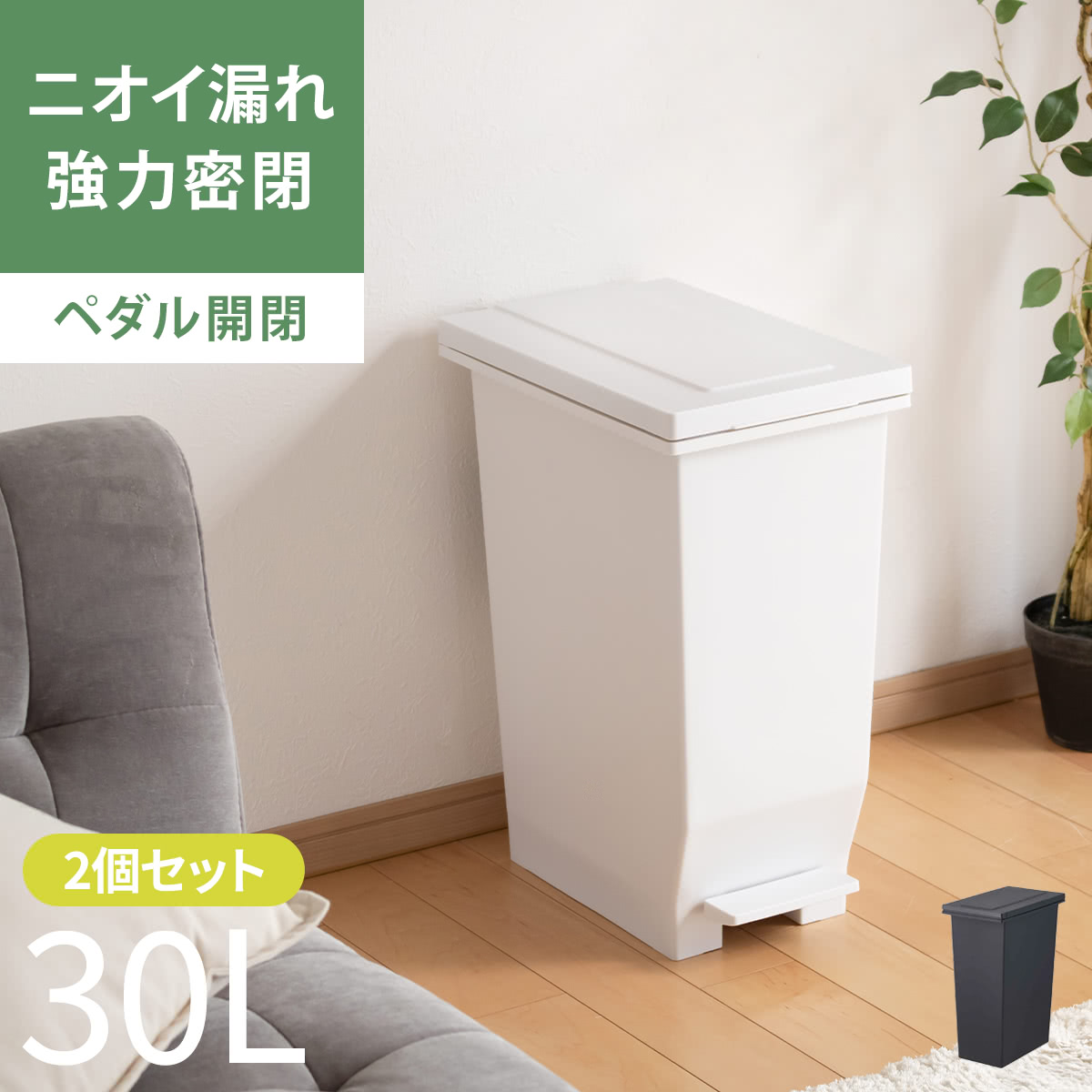 アスベル（ASVEL） ゴミ箱 30L 同色2個セット 密閉ペダルペール エバン