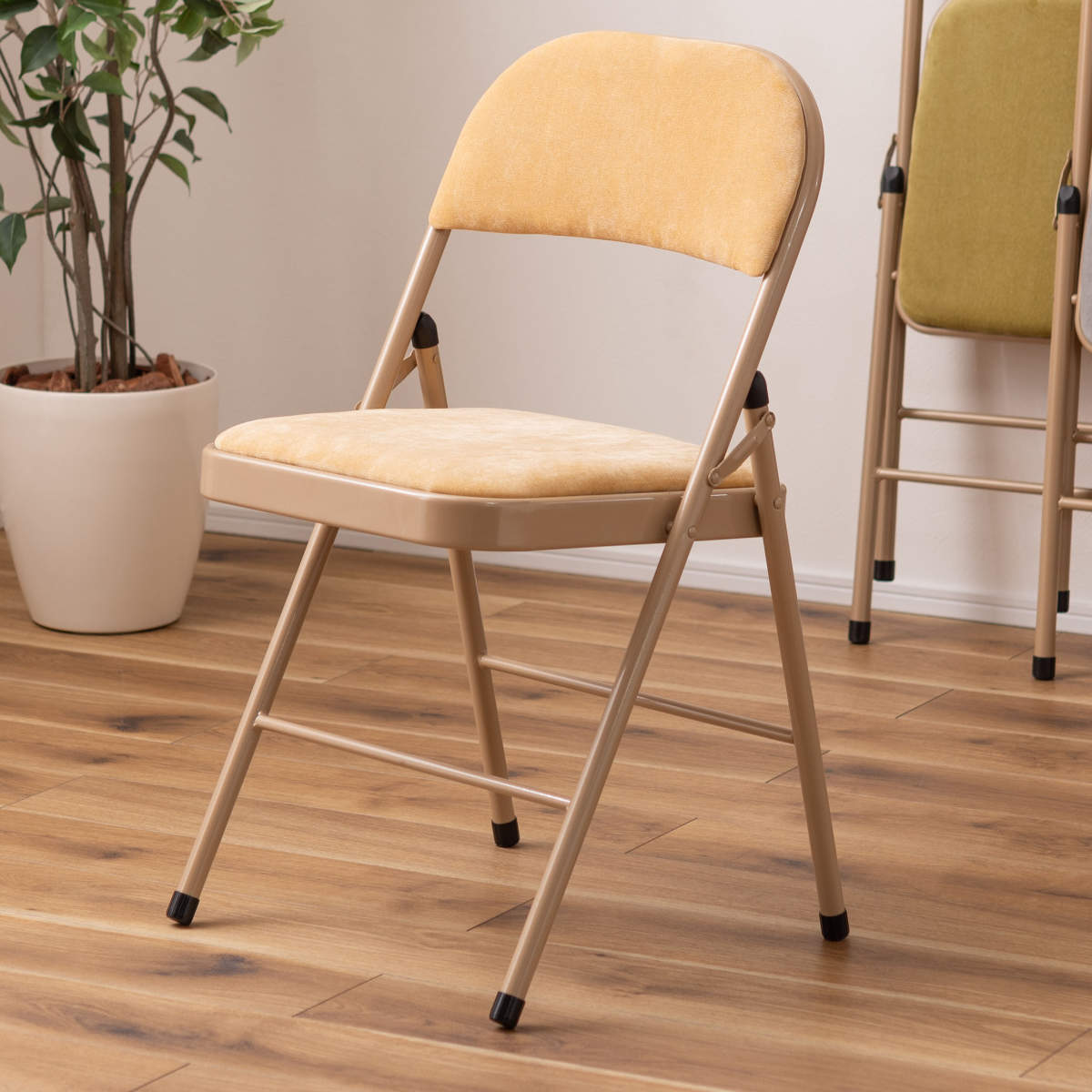 東谷 折りたたみ椅子 座面高48cm ファブリック ベロア調 パイプ椅子