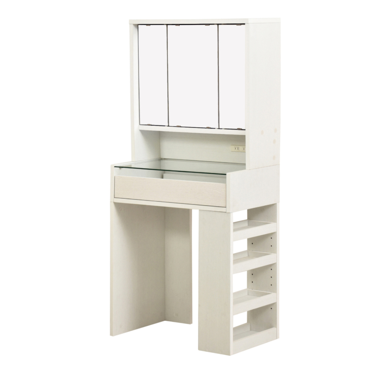 ドレッサー 高さ129cm 三面鏡 ガラステーブル （ ハイタイプ