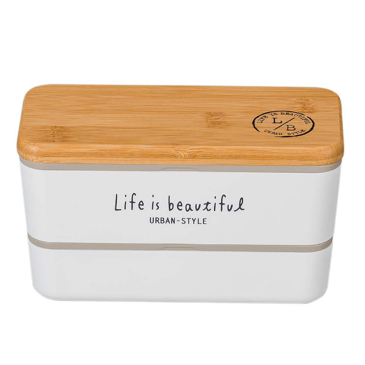 弁当箱 2段 730ml バンブー LIFE IS BEAUTIFUL 長角ネストランチ （ お弁当箱 ランチボックス レンジ対応 食洗機対応 竹蓋 二段 男子 大人 ）｜colorfulbox｜04