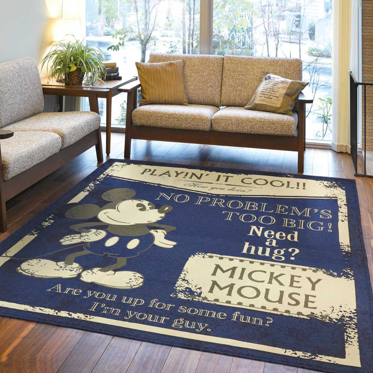 Disney（ディズニー） ラグ 185×185cm ミッキーマウス クラシック 