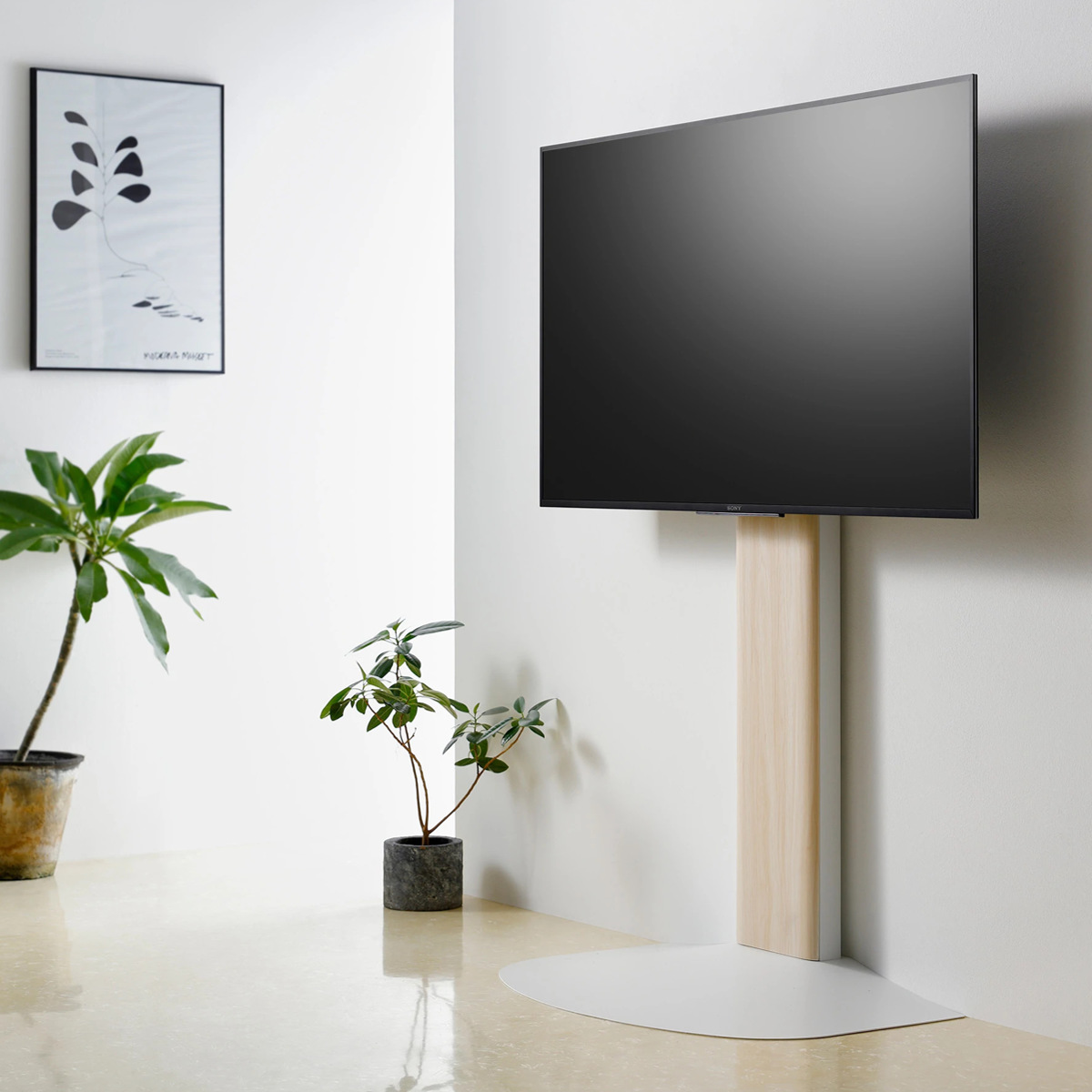壁寄せ テレビ台 木目調 77V対応 WSB 幅84cm （ TV台 テレビスタンド ＴＶスタンド 壁よせ 高さ調節 角度変更 VESA規格対応 ）