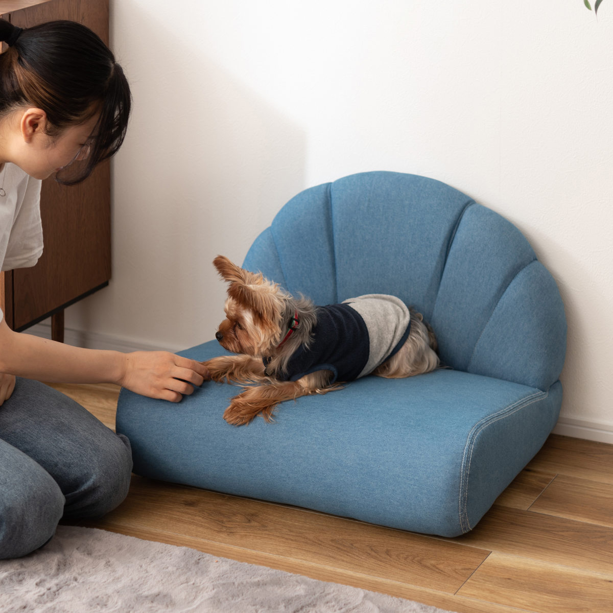 東谷 ペットソファ 幅59cm ファブリック 貝殻 （ ペットベッド 座椅子