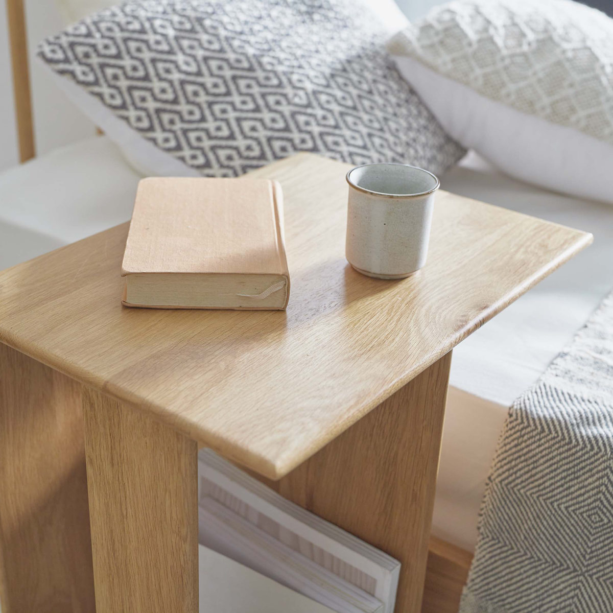 東谷 サイドテーブル 高さ55cm コの字 木製 （ オーク 天然木 ソファ