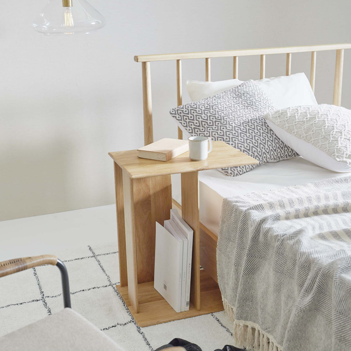 東谷 サイドテーブル 高さ55cm コの字 木製 （ オーク 天然木 ソファ