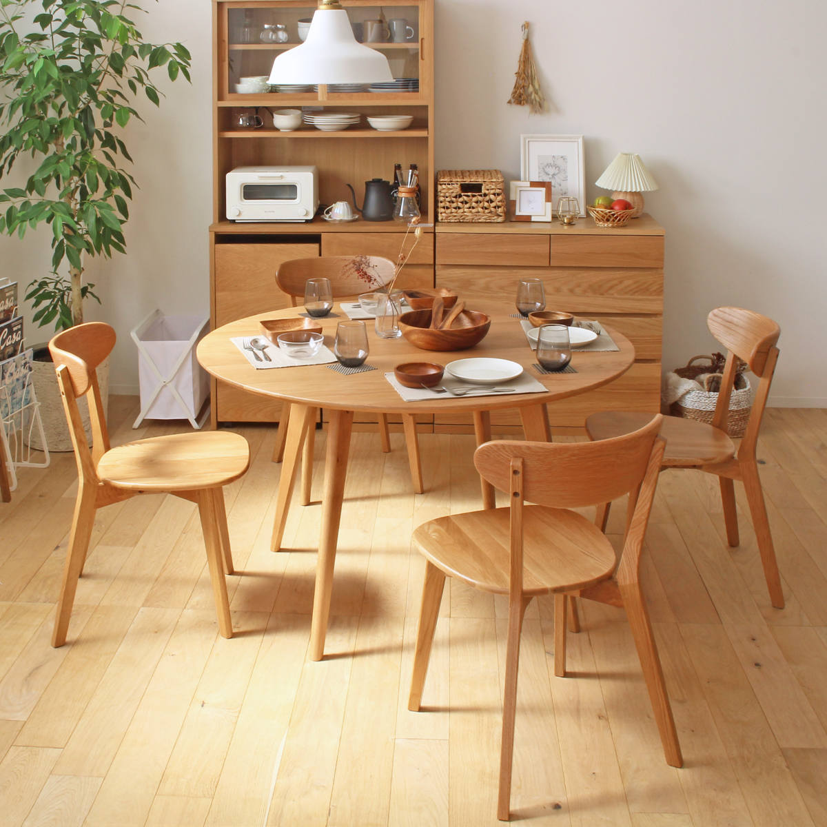 岩附 ダイニングテーブル 幅120cm 円形 リバー 木製 天然木 （ オーク