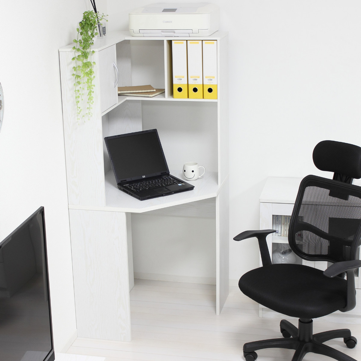 【新品・送料無料】【日本製】デスク コーナーハイタイプ シンプル 机 コーナーデスク 幅71cm L字 ラック 木目調 （ 机 デスク ワークデスク