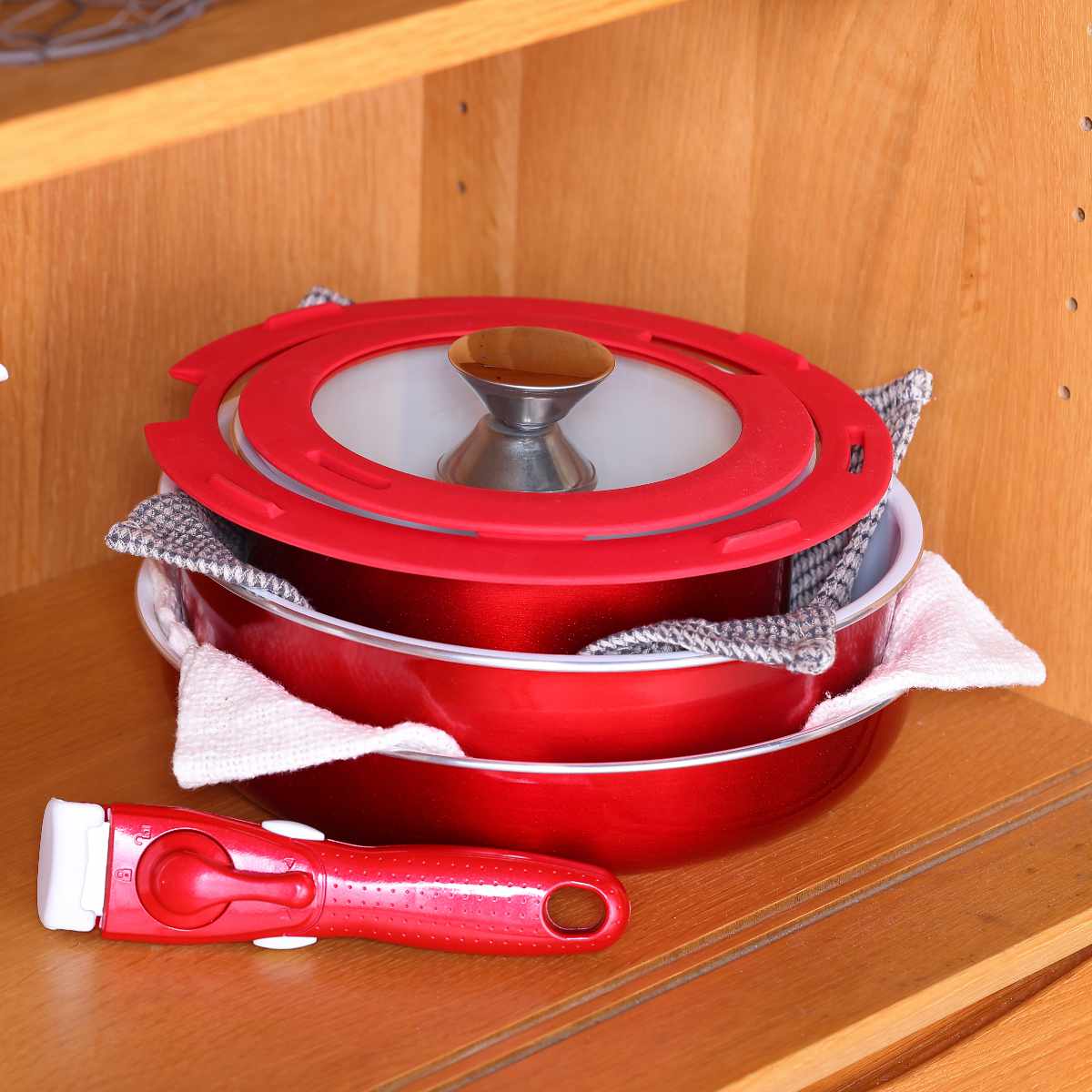 佐藤商事 D＆S セラミックフライパン・鍋 6点セット IH対応 着脱