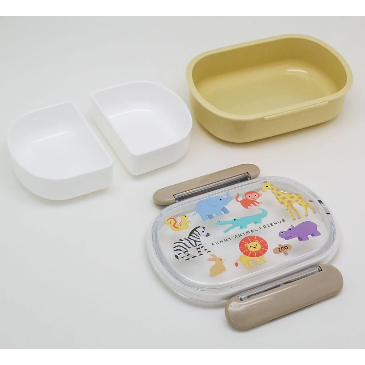 OSK（オーエスケー） 弁当箱 ミニ 1段 270ml アニマルフレンズ 小判型